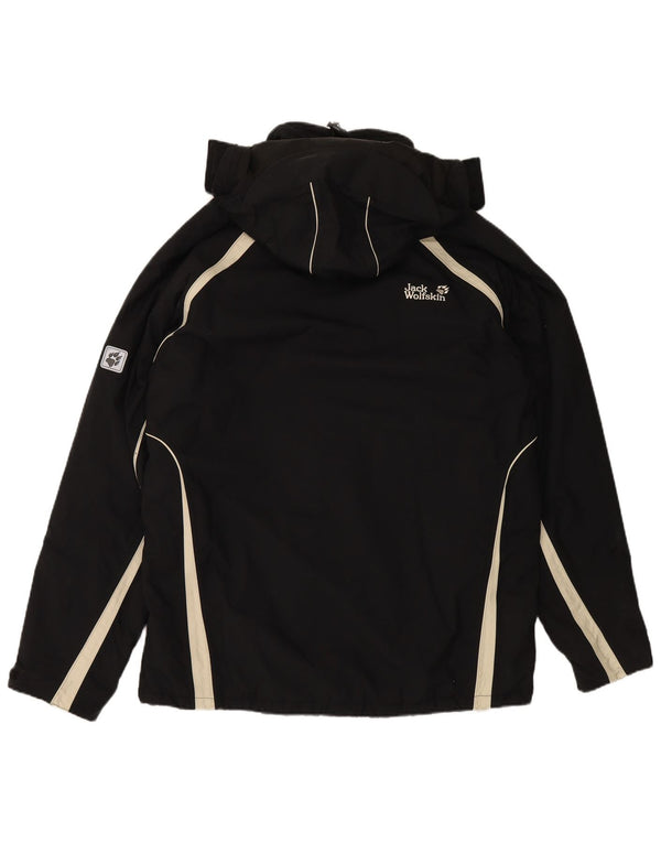 JACK WOLFSKIN Giacca a vento con cappuccio da uomo UK 44 XL Nero Colourblock