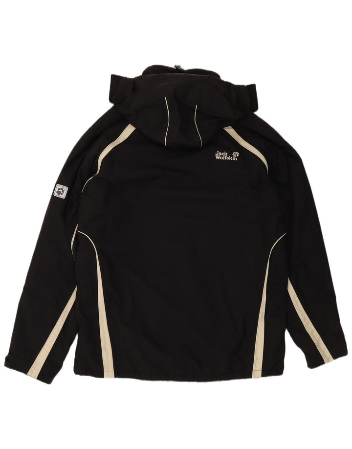 JACK WOLFSKIN Giacca a vento con cappuccio da uomo UK 44 XL Nero Colourblock