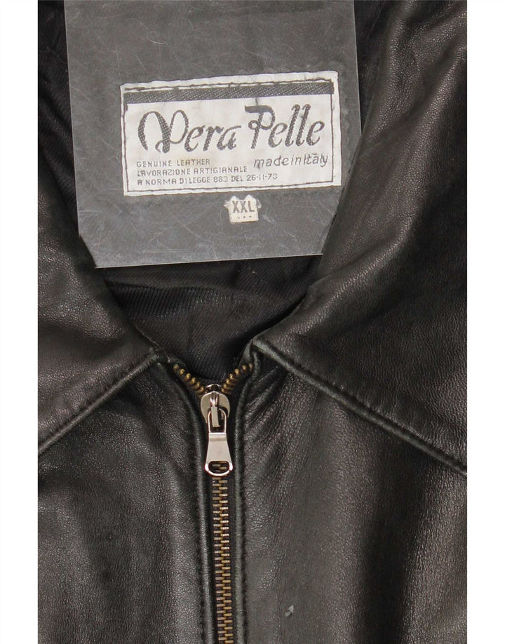 Giacca in pelle da uomo vintage UK 44 2XL Nera