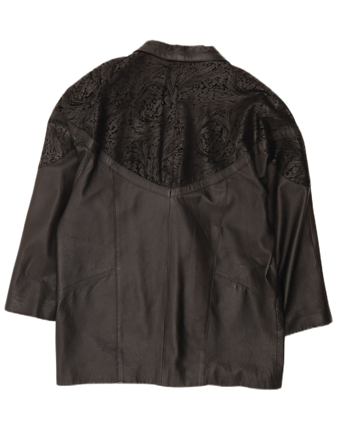 Giacca in pelle oversize da donna vintage IT 48 2XL Pelle nera