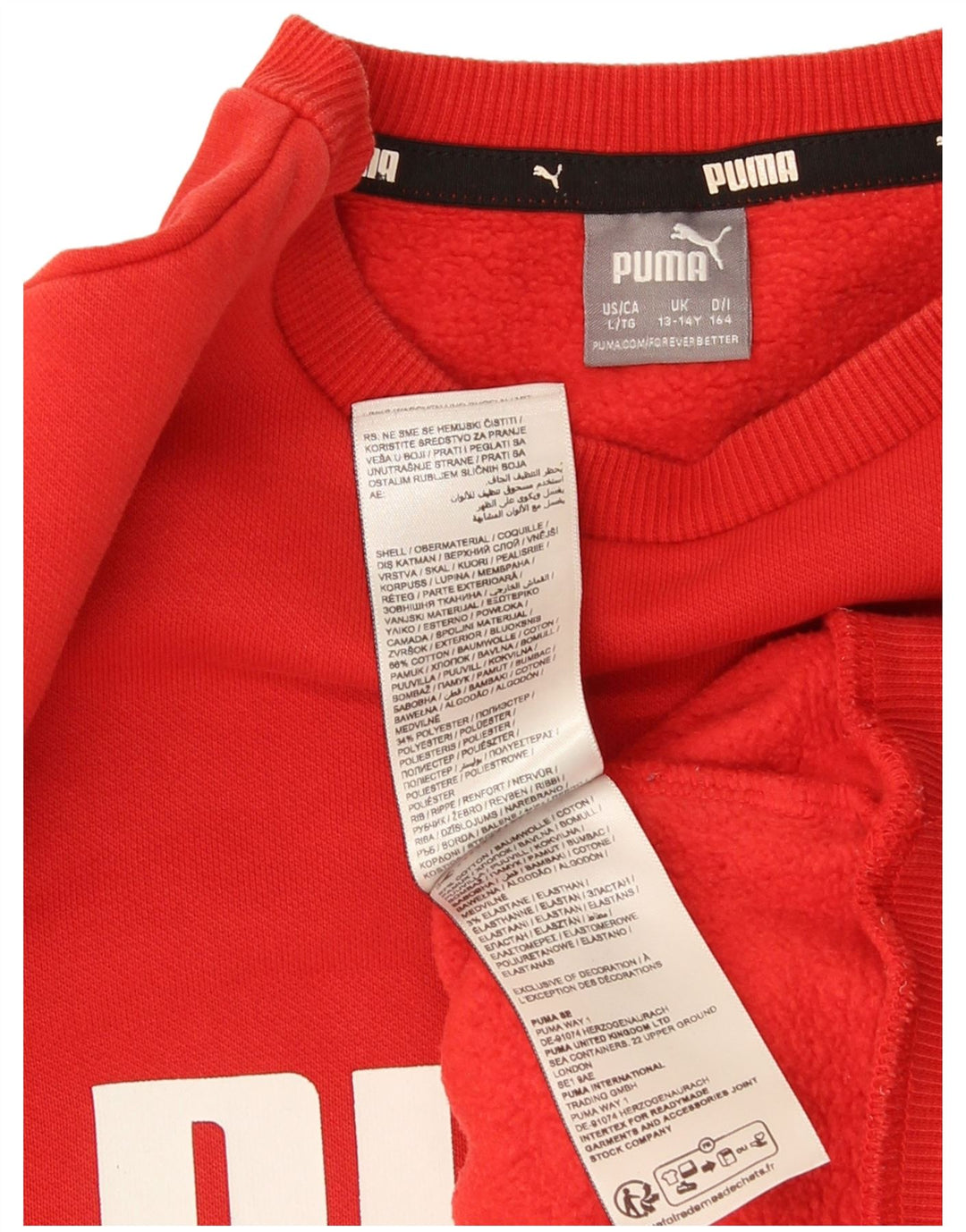 Felpa grafica Puma da ragazzo 13-14 anni in cotone rosso