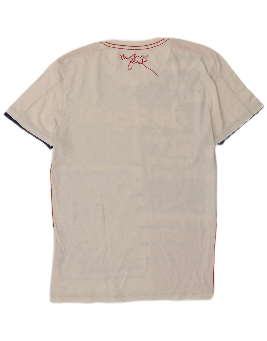 Desigual T-shirt grafica da uomo Top Small in cotone color block bianco