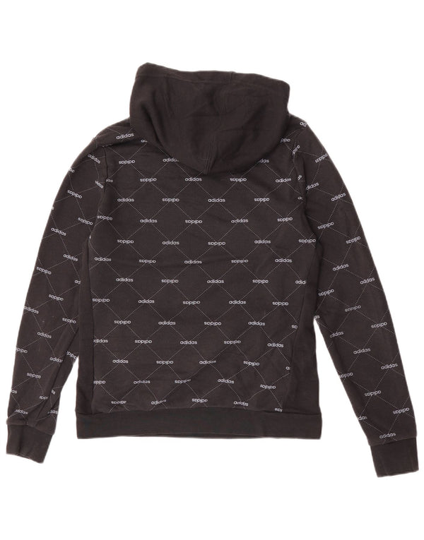 Maglione con cappuccio grafico da donna Adidas UK 8/10 piccolo cotone nero