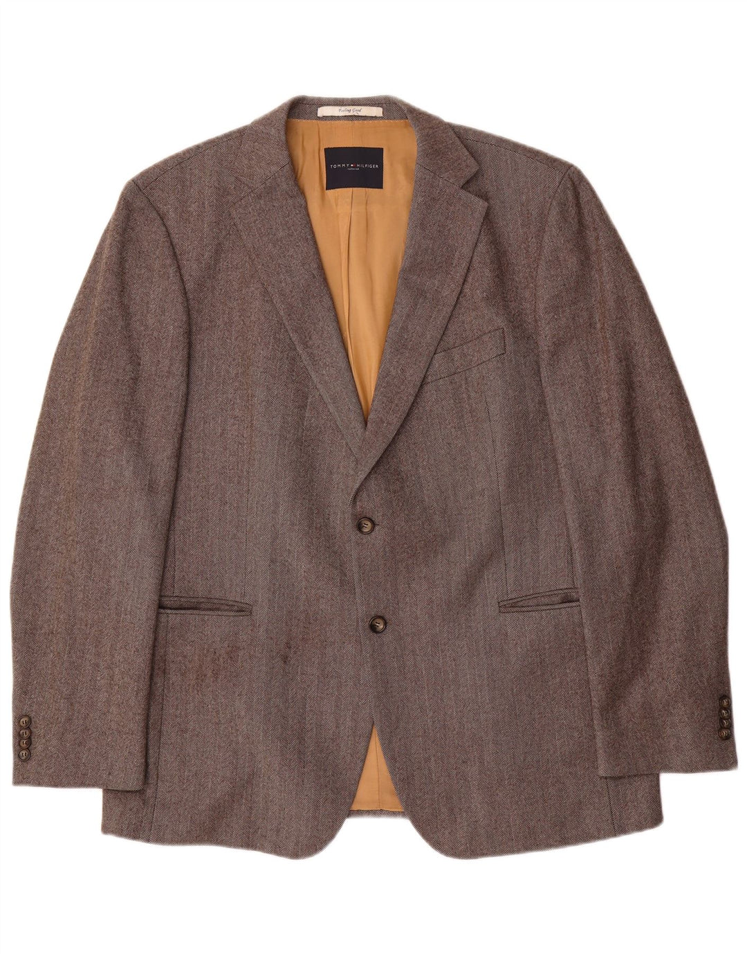 Giacca blazer a 2 bottoni da uomo Tommy Hilfiger IT 56 3XL lana a spina di pesce grigia