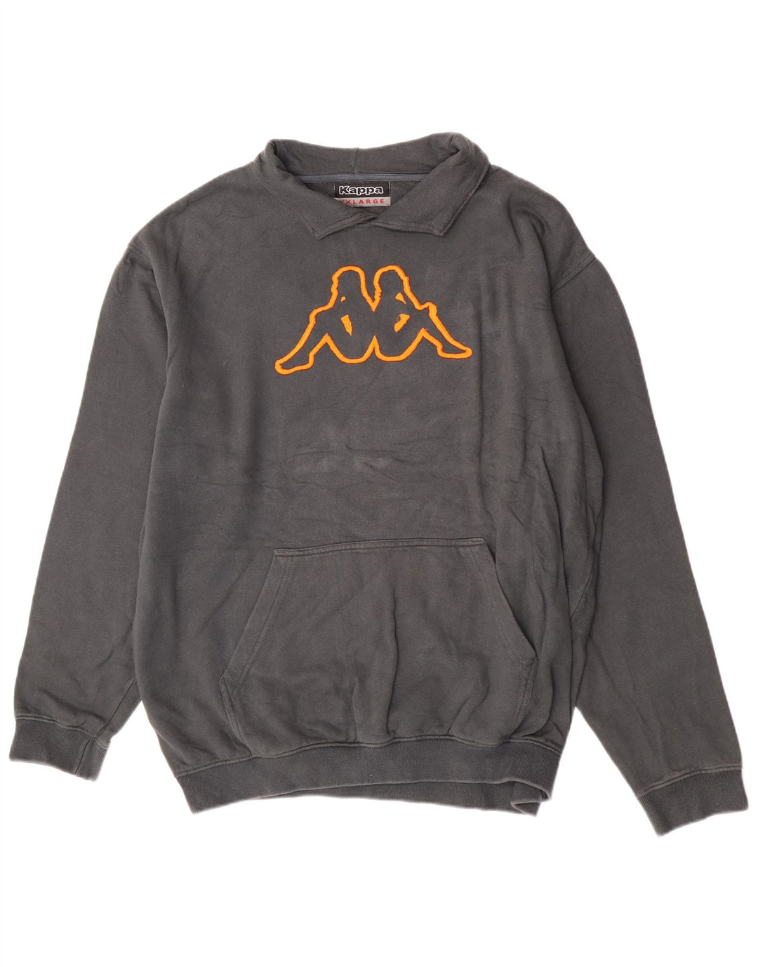 Felpa Kappa da uomo con collo alto, 2XL, cotone grigio