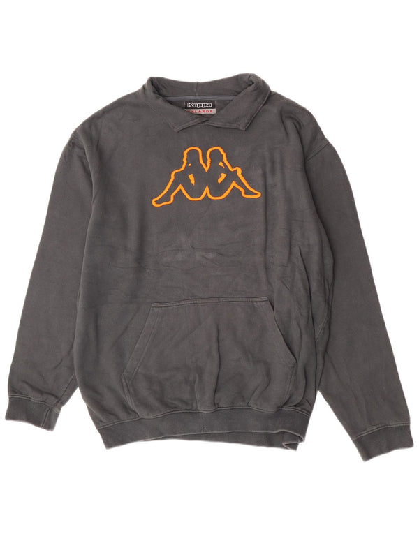 Felpa Kappa da uomo con collo alto, 2XL, cotone grigio