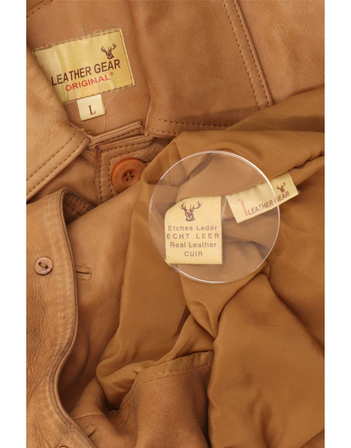 Giacca in pelle vintage da uomo UK 40 grande beige