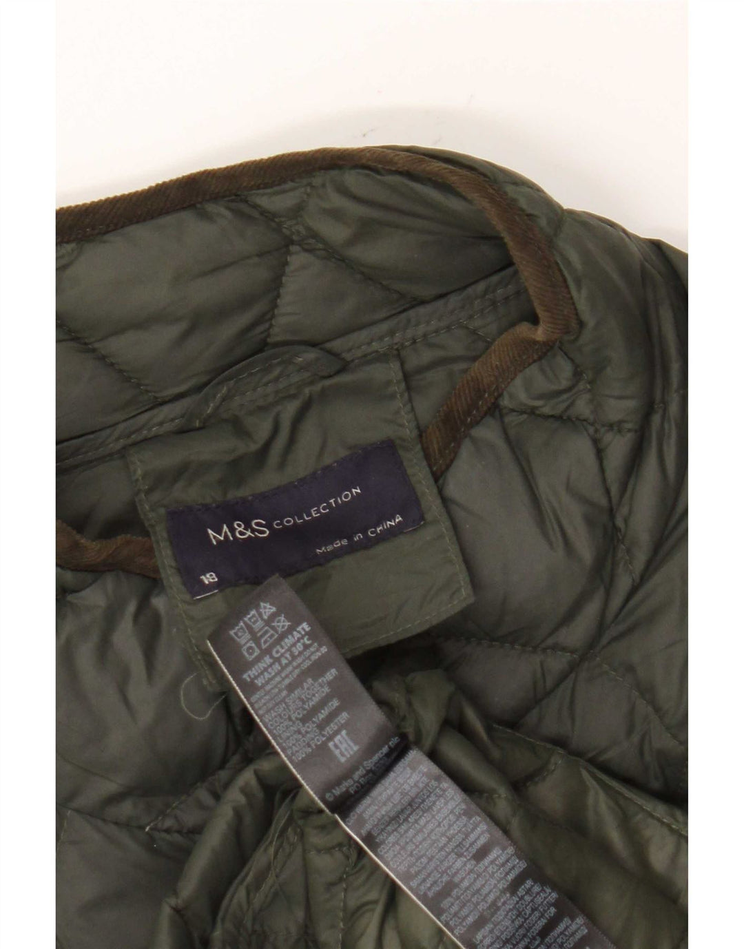 Cappotto imbottito trapuntato da donna Marks & Spencer UK 18 XL poliammide kaki