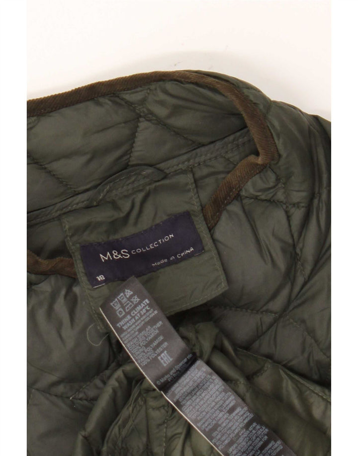 Cappotto imbottito trapuntato da donna Marks & Spencer UK 18 XL poliammide kaki