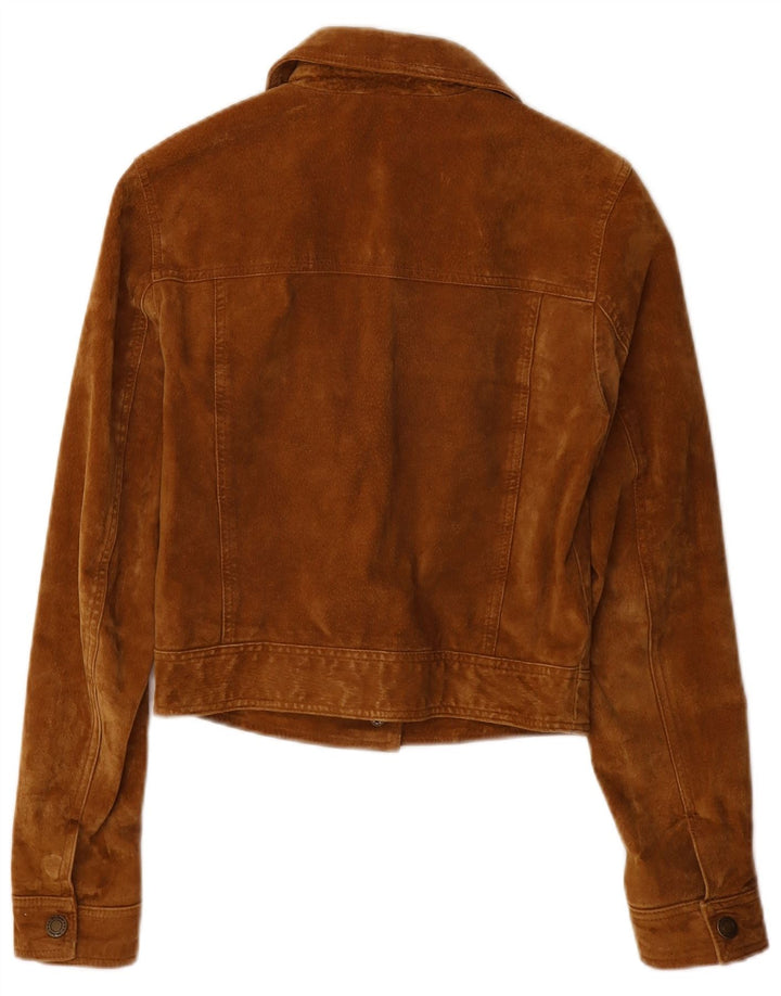 Giacca in pelle scamosciata da donna John Baner UK 8 piccola in pelle marrone