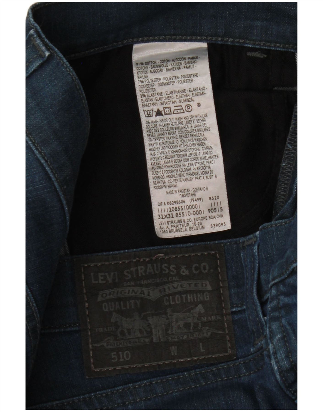 Jeans Levi's Uomo 510 Slim W32 L27 Cotone Blu