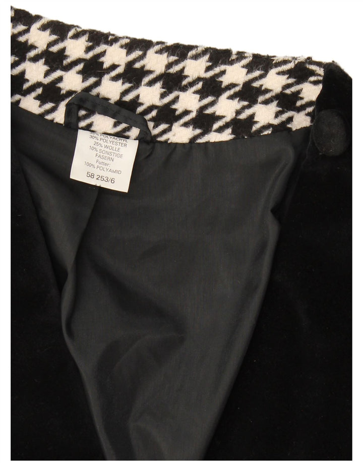 Cappotto doppiopetto vintage da donna UK 20 2XL Poliacrilico pied de poule nero