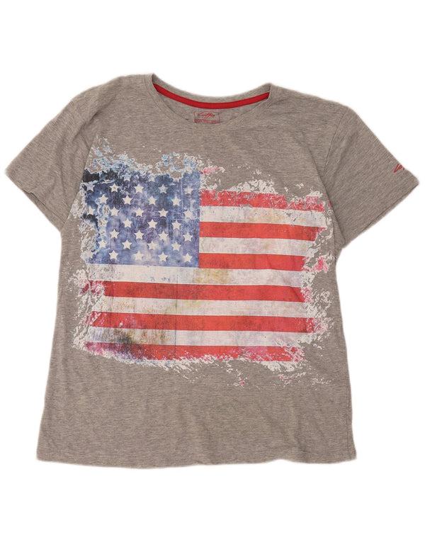 T-shirt grafica da donna Lotto Top UK 16 Large in cotone grigio