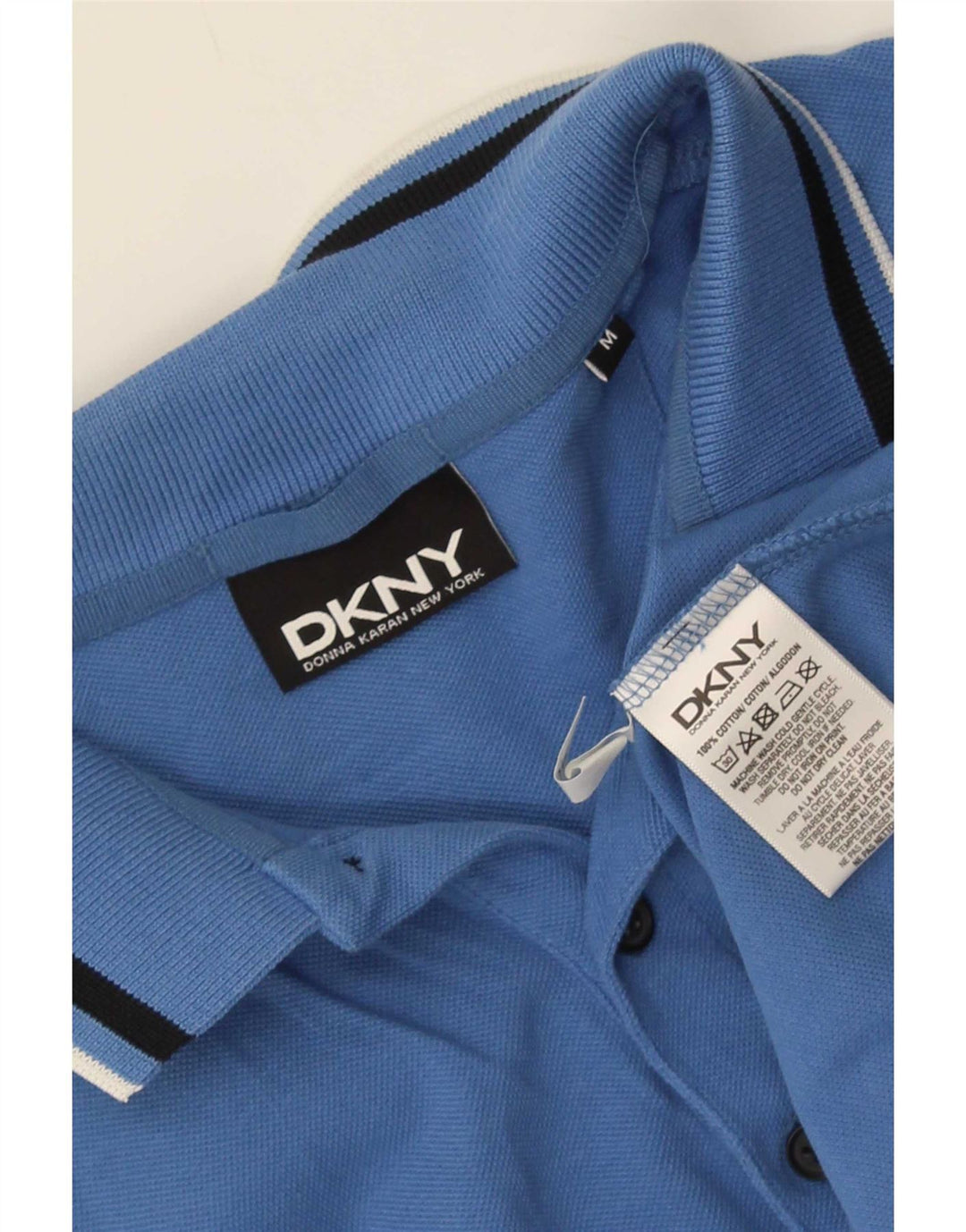 Polo da uomo Dkny in cotone a righe blu medio