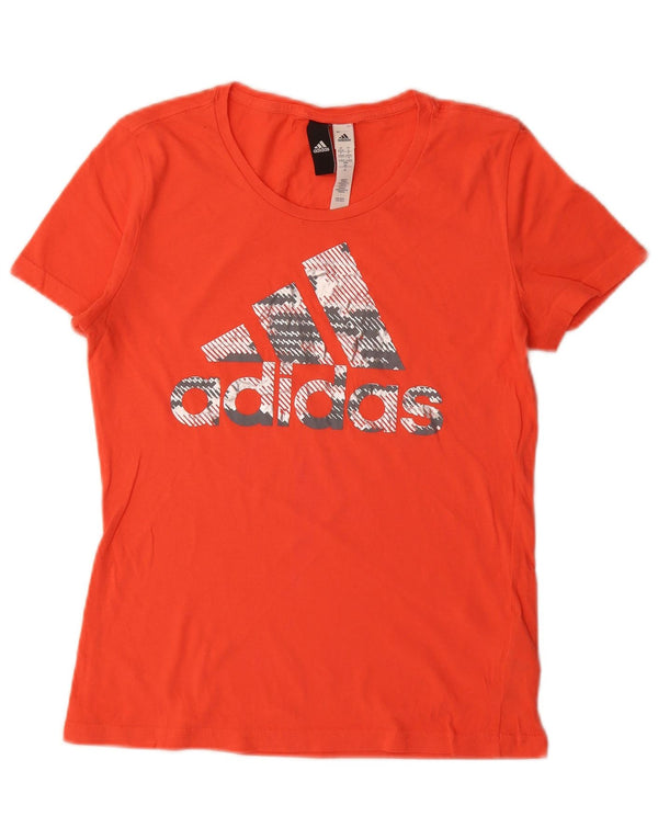 T-shirt grafica da donna Adidas Top UK 8/10 piccola in cotone arancione