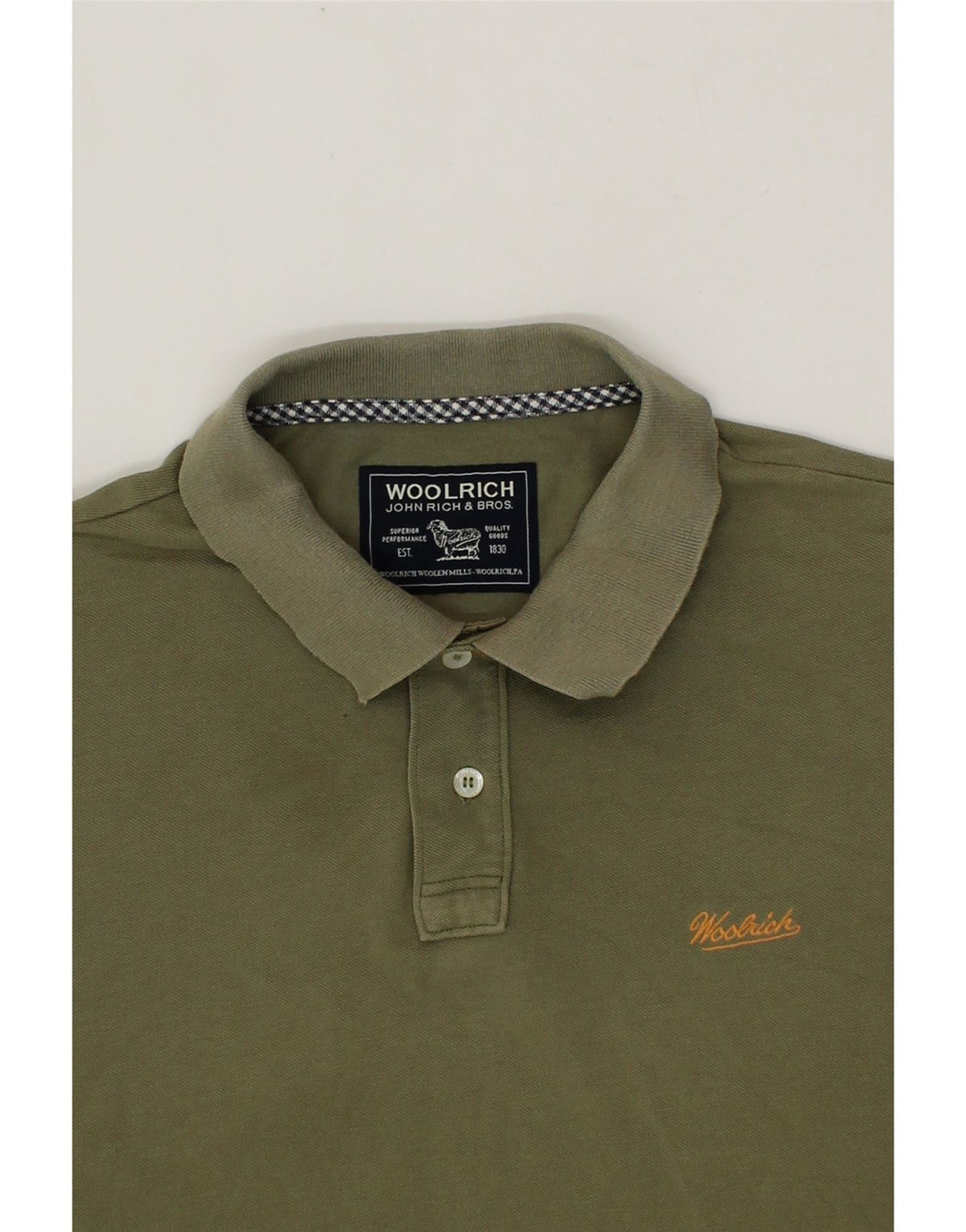 WOOLRICH Mens Polo Shirt Medium Green Cotton Vintage Woolrich and Second-Hand Woolrich from Messina Hembry 