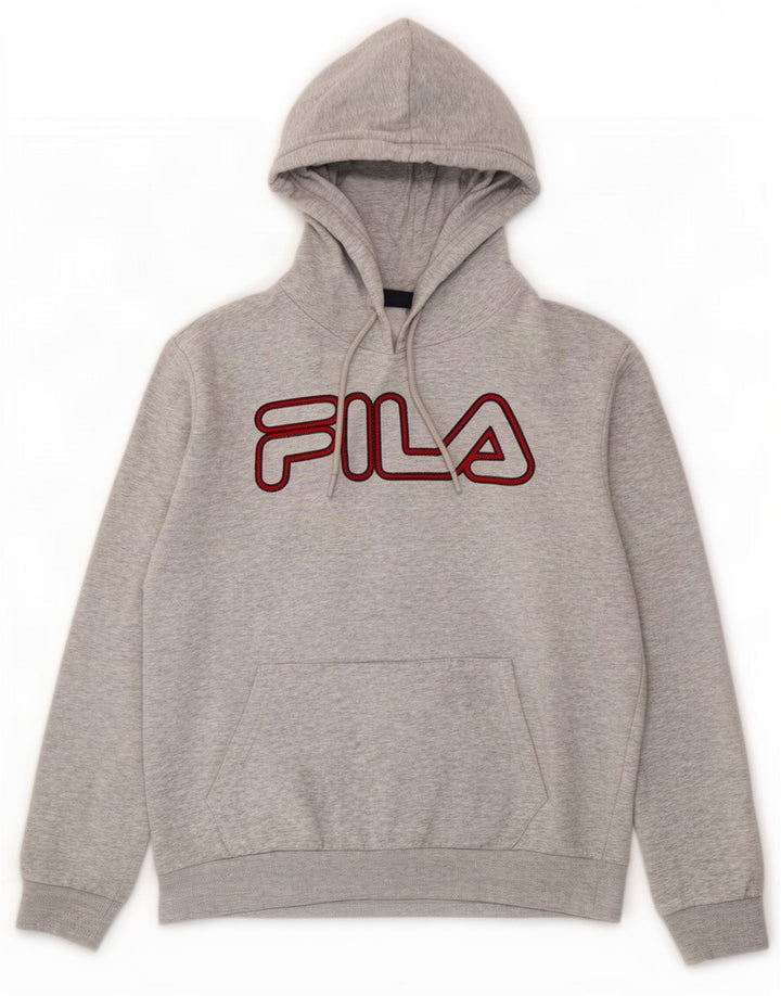 Felpa con cappuccio grafica da uomo Fila in cotone grigio medio