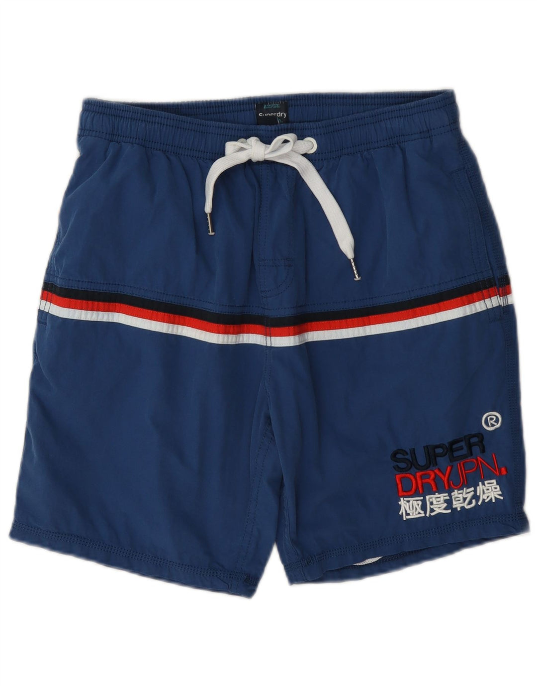 Pantaloncini da bagno con grafica da uomo Superdry, cotone color block medio blu navy