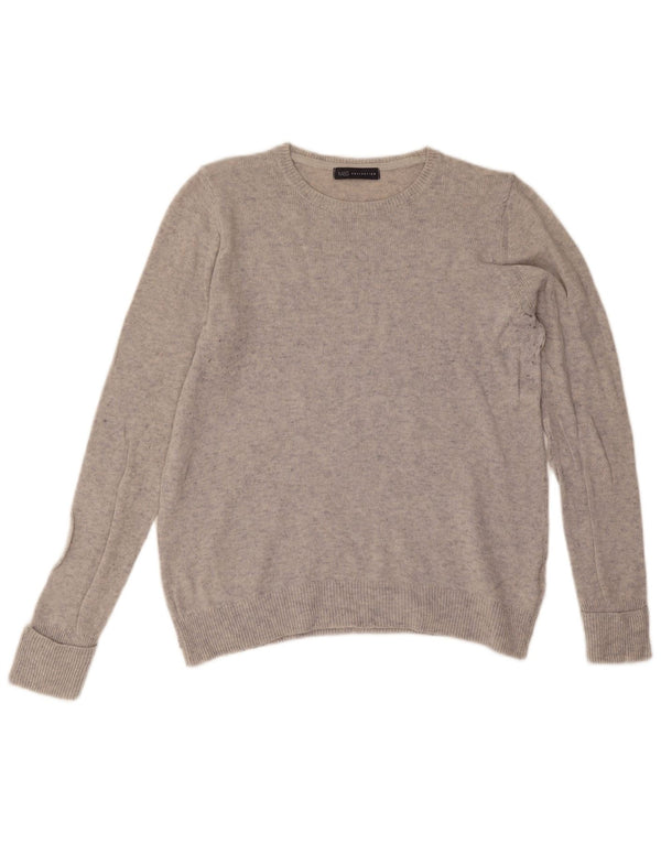Maglione maglione con scollo a barca da donna Marks & Spencer UK 14 grande grigio screziato