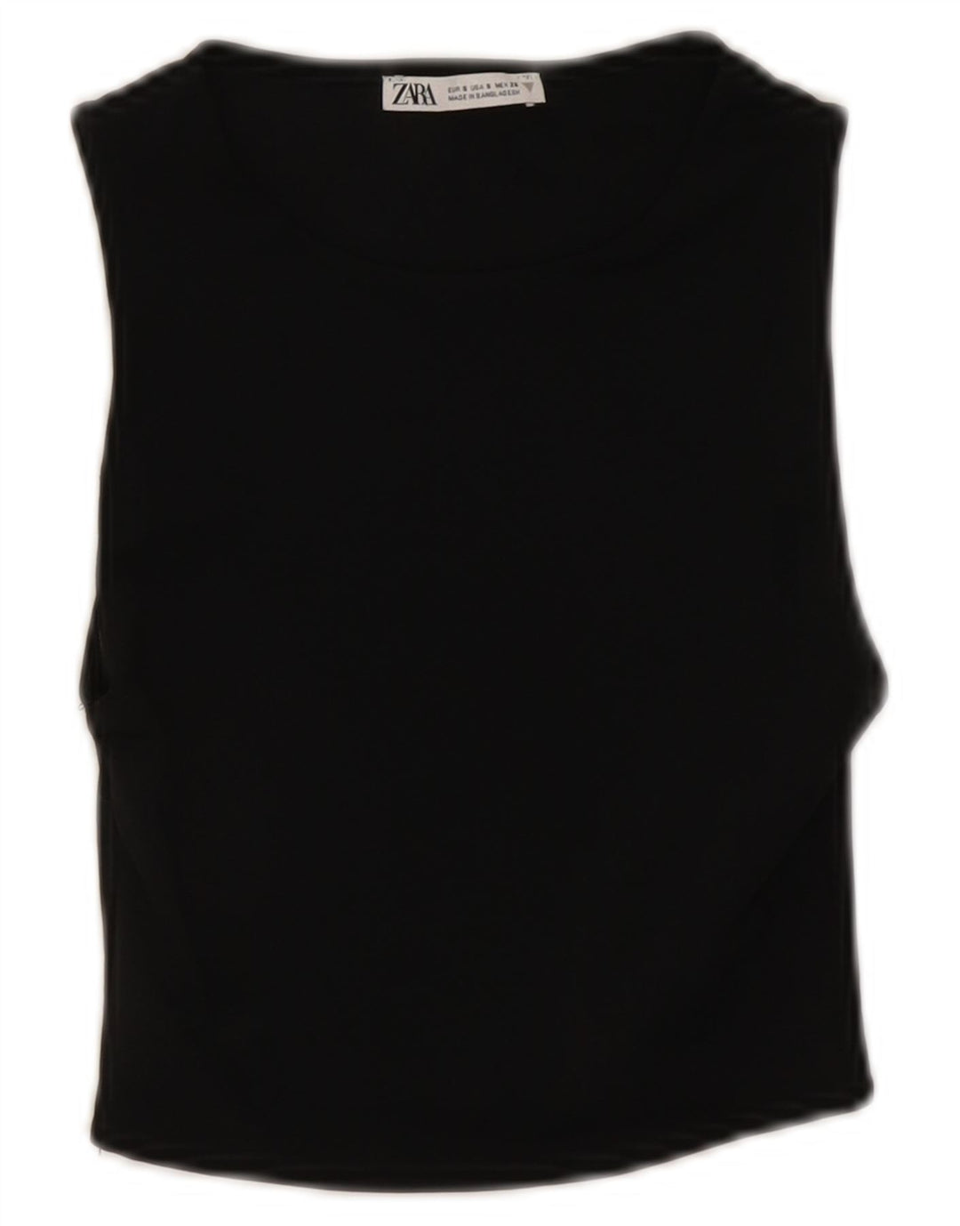 Top corto senza maniche da donna Zara UK 8 Small nero in poliammide