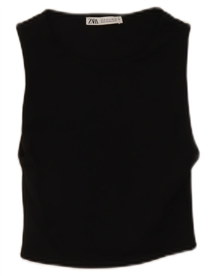Top corto senza maniche da donna Zara UK 8 Small nero in poliammide