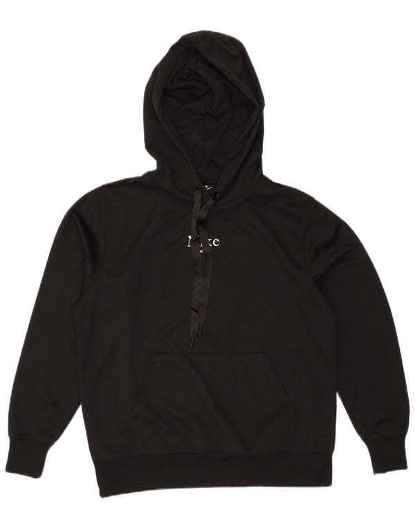 Felpa con cappuccio Nike da donna, vestibilità ampia, grafica, UK 10, piccola, poliestere nero