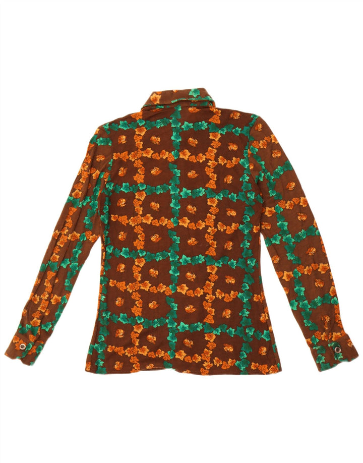Camicia da donna Anna UK 12 Marrone medio floreale