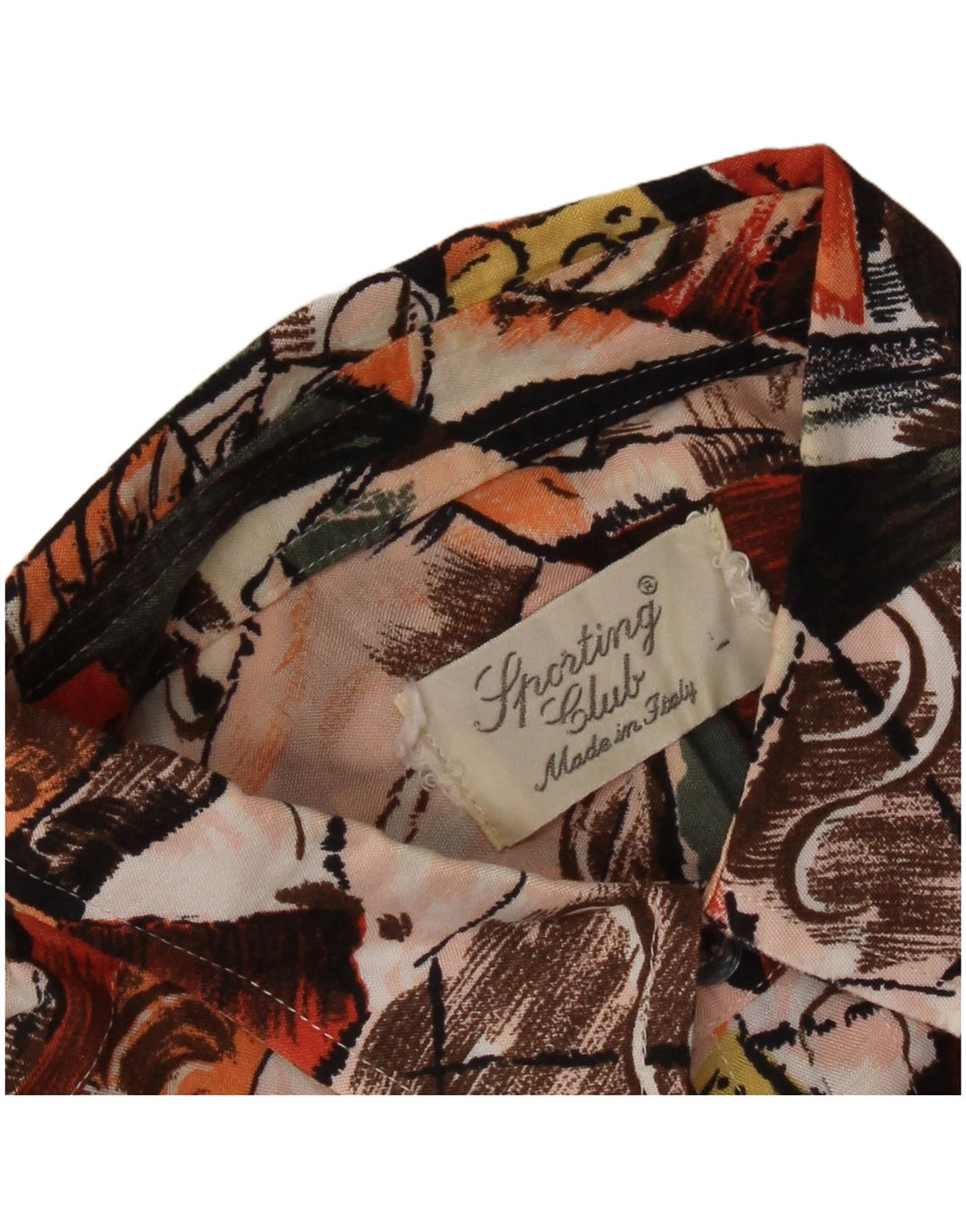 Camicia a maniche corte vintage da uomo con motivo astratto, grande, multicolore