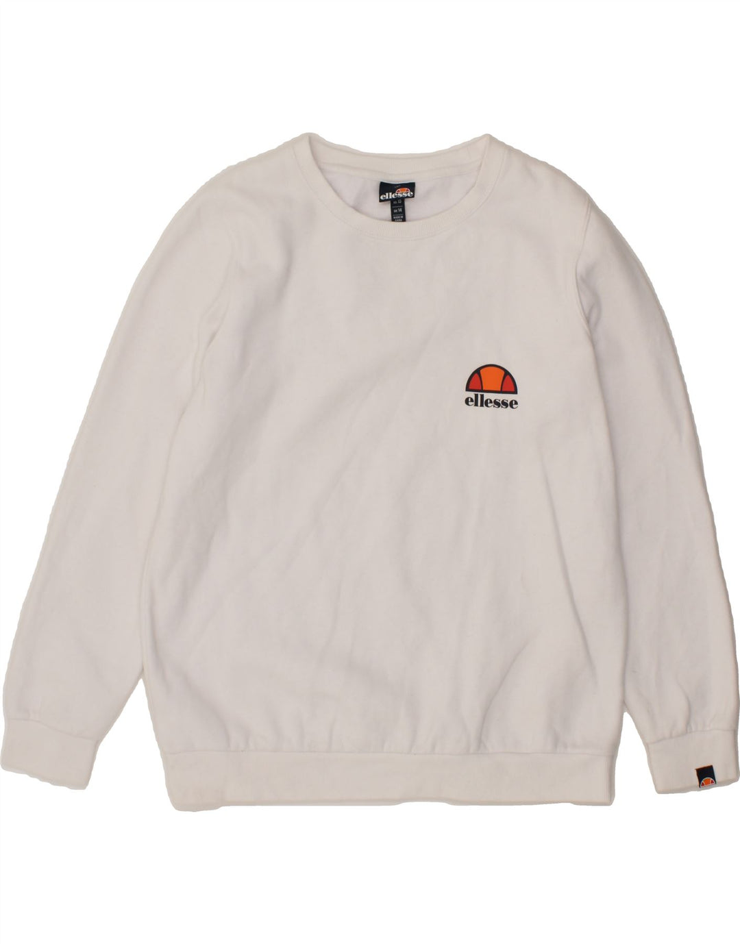ELLESSE Womens Sweatshirt Jumper UK 14 Large White Cotton Vintage Ellesse and Second-Hand Ellesse from Messina Hembry 