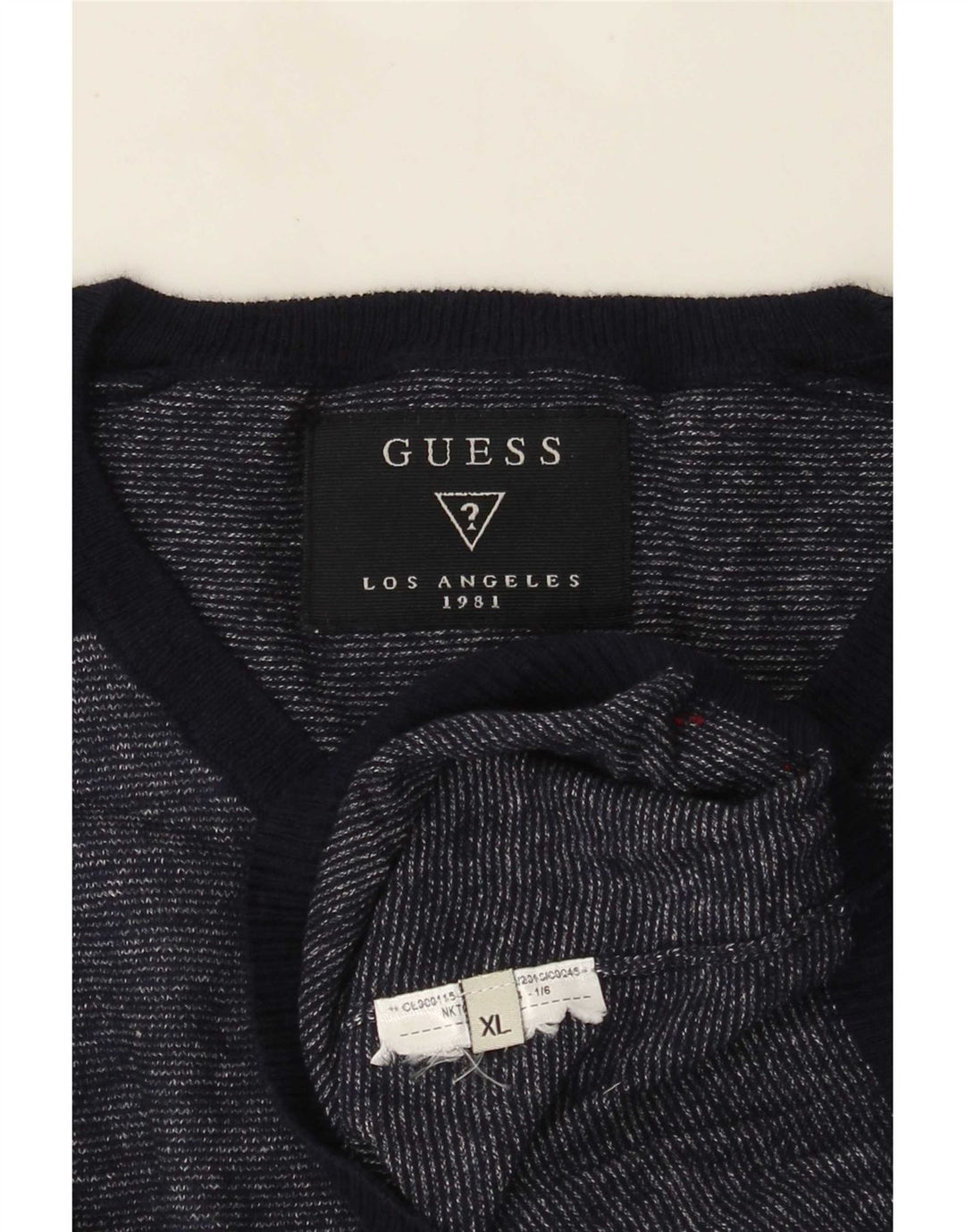 Maglione maglione da uomo con scollo a V Guess XL blu navy screziato