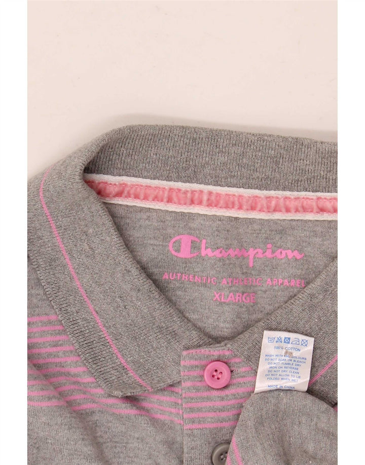 Polo da uomo Champion XL in cotone a righe grigie