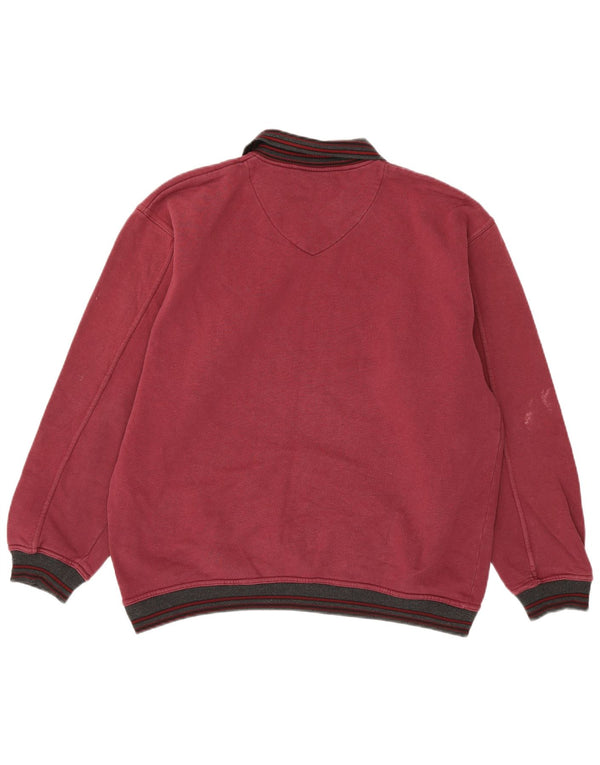 Jep's Mens Polo Neck Sweatshirt Jumper XL Burgundy Colourblock Cotton