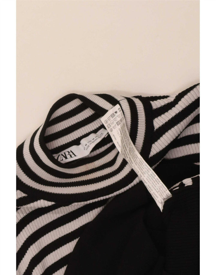 Top corto da donna Zara a maniche lunghe UK 12 viscosa a righe nere medie
