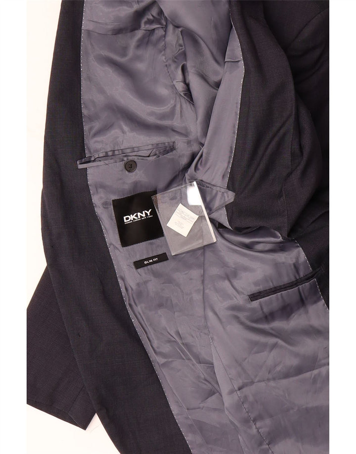 DKNY Mens Slim Fit 2 Button Blazer Jacket IT 52 XL Navy Blue Wool