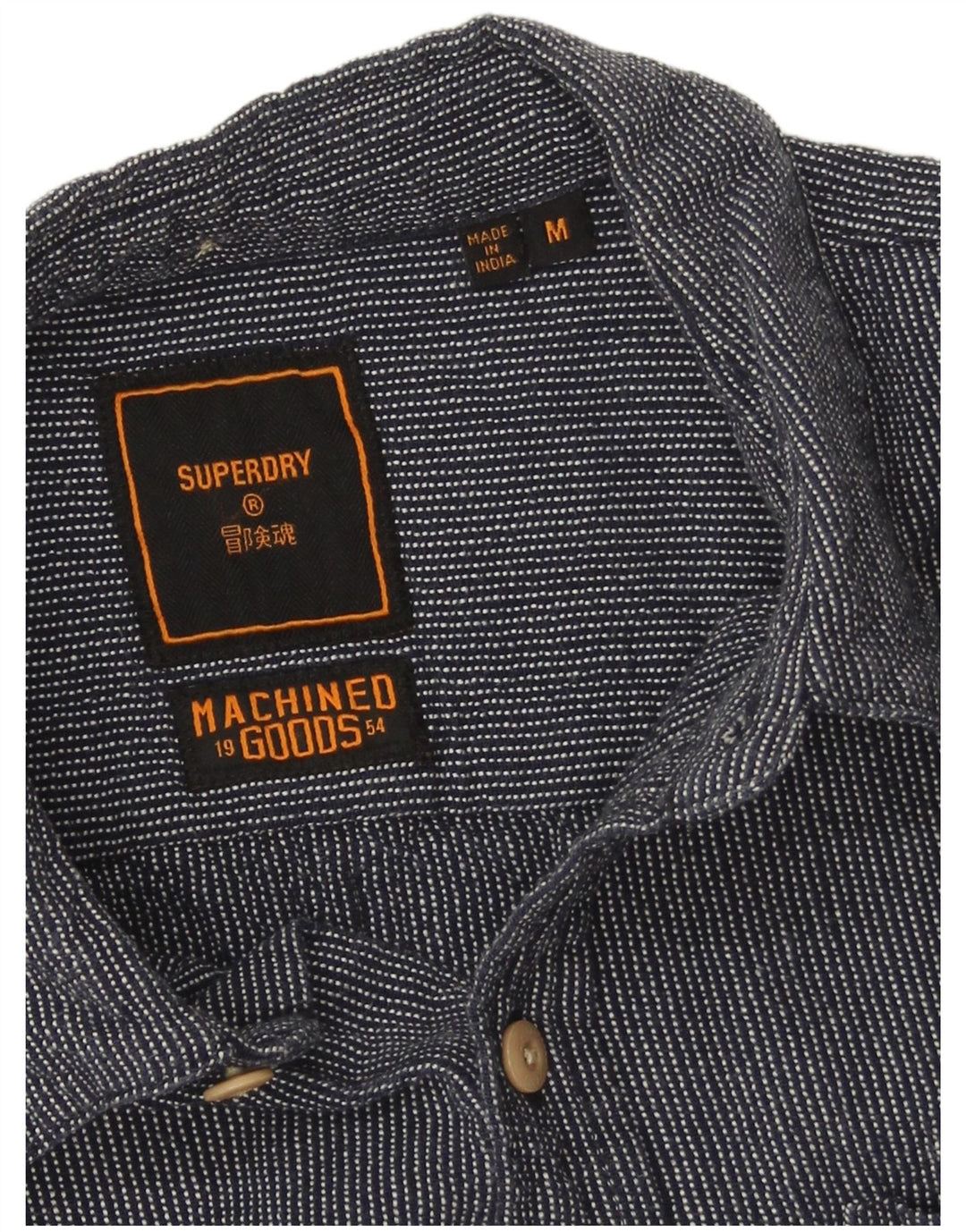 Camicia da uomo Superdry in cotone gessato medio blu navy