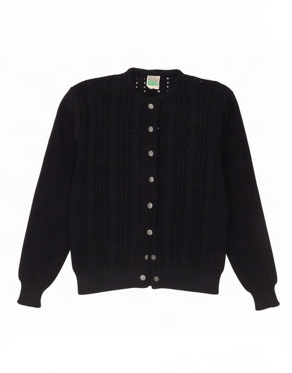 Maglione cardigan vintage da donna IT 46 grande blu navy