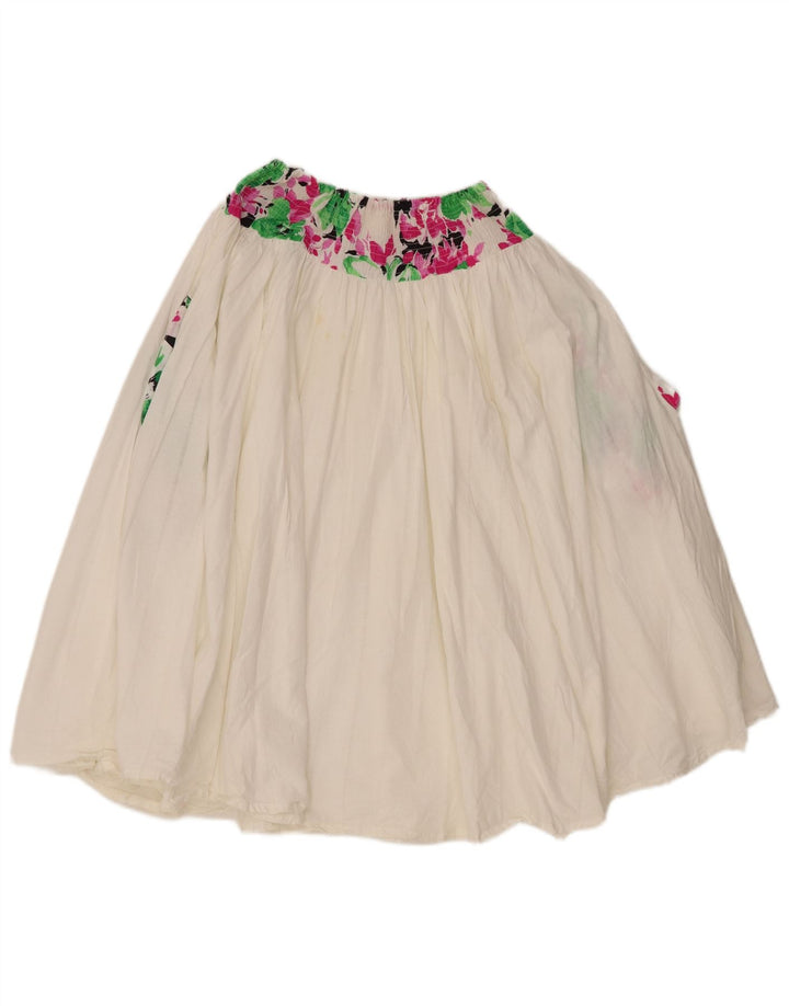 Gonna svasata a pieghe da donna vintage W34 grande floreale bianco