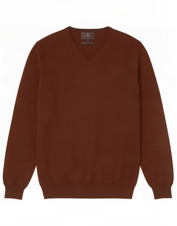 Marks & Spencer Maglione da uomo slim fit con scollo a V grande lana merino marrone
