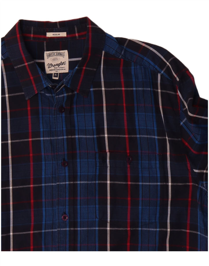 Camicia Wrangler da uomo vestibilità regolare XL in cotone a quadri blu navy