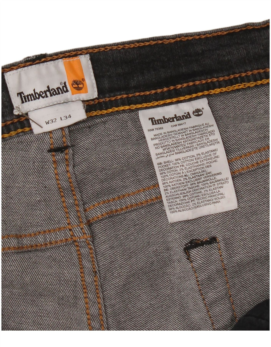 Jeans slim da uomo Timberland W32 L34 cotone grigio