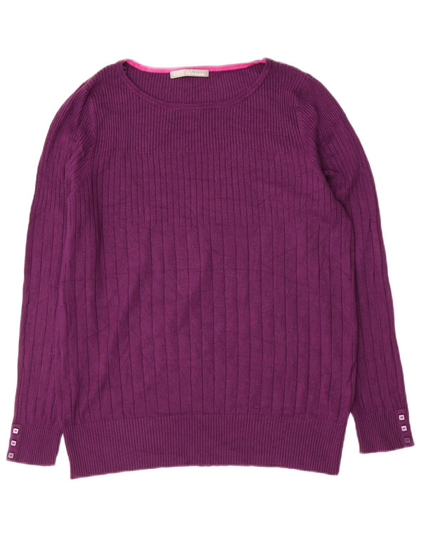 Marks & Spencer Womens Boat Neck Jumper Sweater UK 20 2XL Purple Viscose