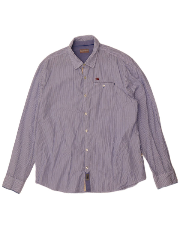 Napapijri Mens Geographic Shirt 2XL Blue Pinstripe
