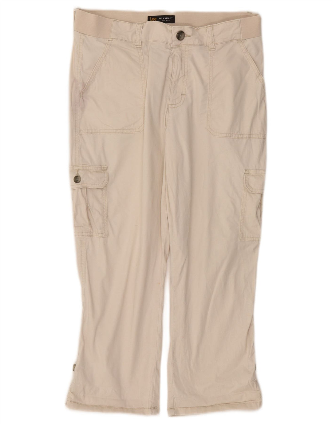 Pantaloni Capri da donna vestibilità comoda Lee US 10 medi W32 L22 bianco sporco