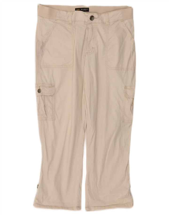 Pantaloni Capri da donna vestibilità comoda Lee US 10 medi W32 L22 bianco sporco