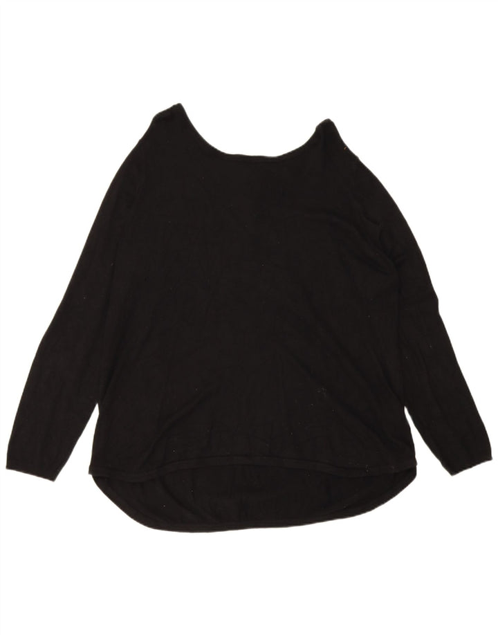 Maglione da donna Marks & Spencer con zip e collo UK 16 grande in viscosa nera