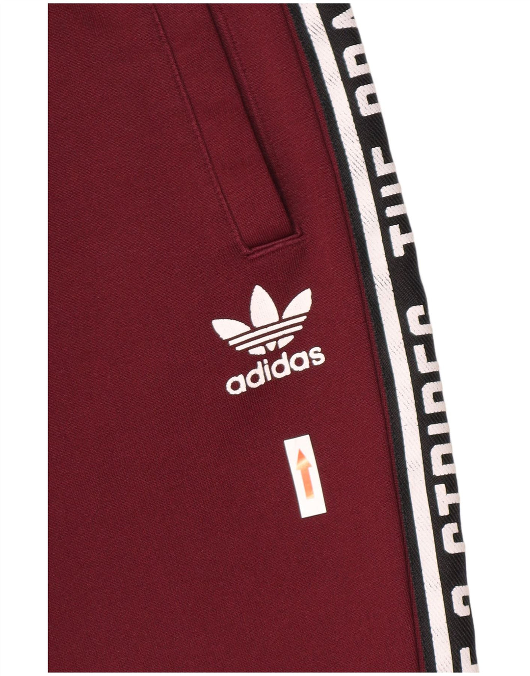 Pantaloni da tuta con grafica Adidas da donna UK 8 Small Bordeaux Poliestere