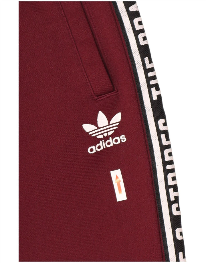 Pantaloni da tuta con grafica Adidas da donna UK 8 Small Bordeaux Poliestere