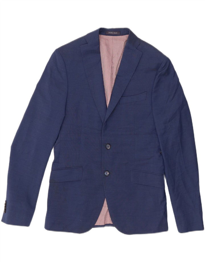 Giacca blazer a 2 bottoni da uomo Zara EU 46 piccola lana blu