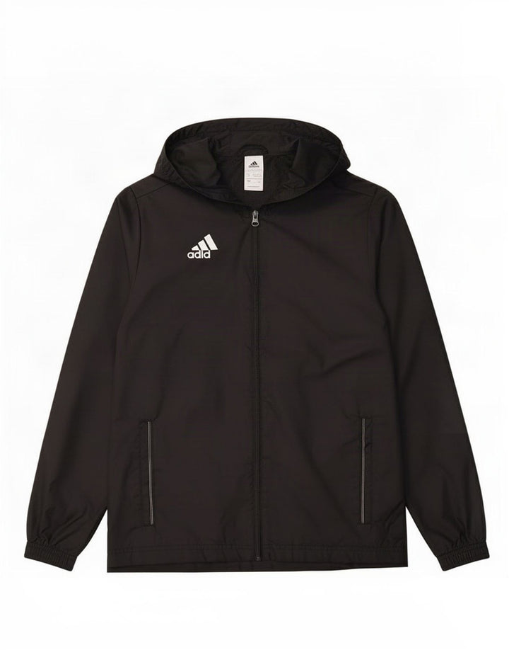 Giacca antipioggia con cappuccio Adidas da ragazzo 13-14 anni in poliestere nero