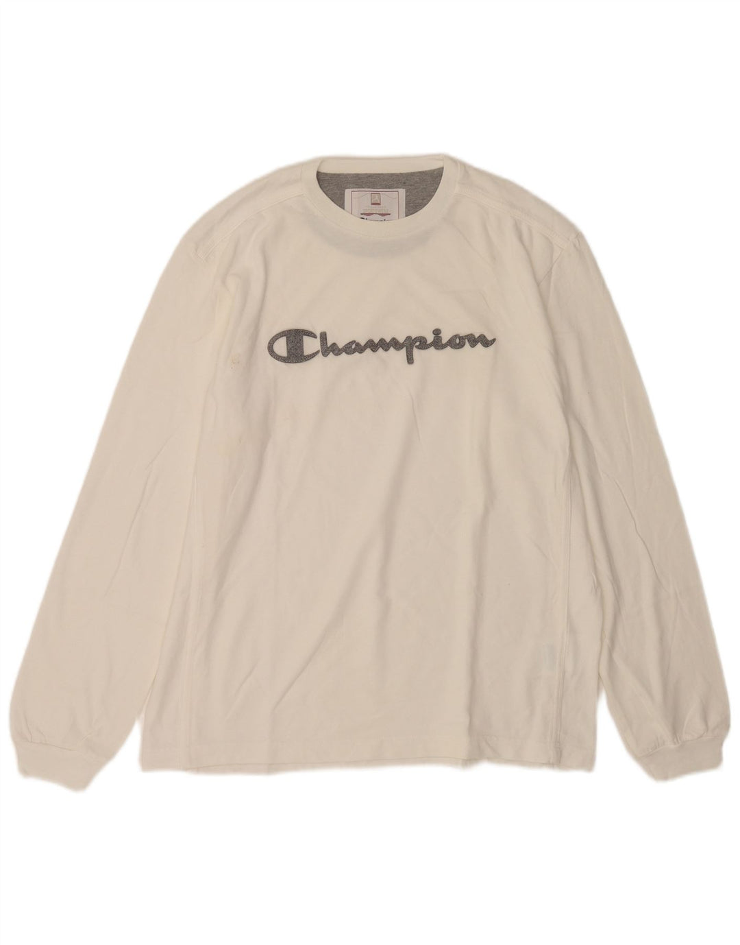 Champion Top grafico da uomo a maniche lunghe XL in cotone bianco